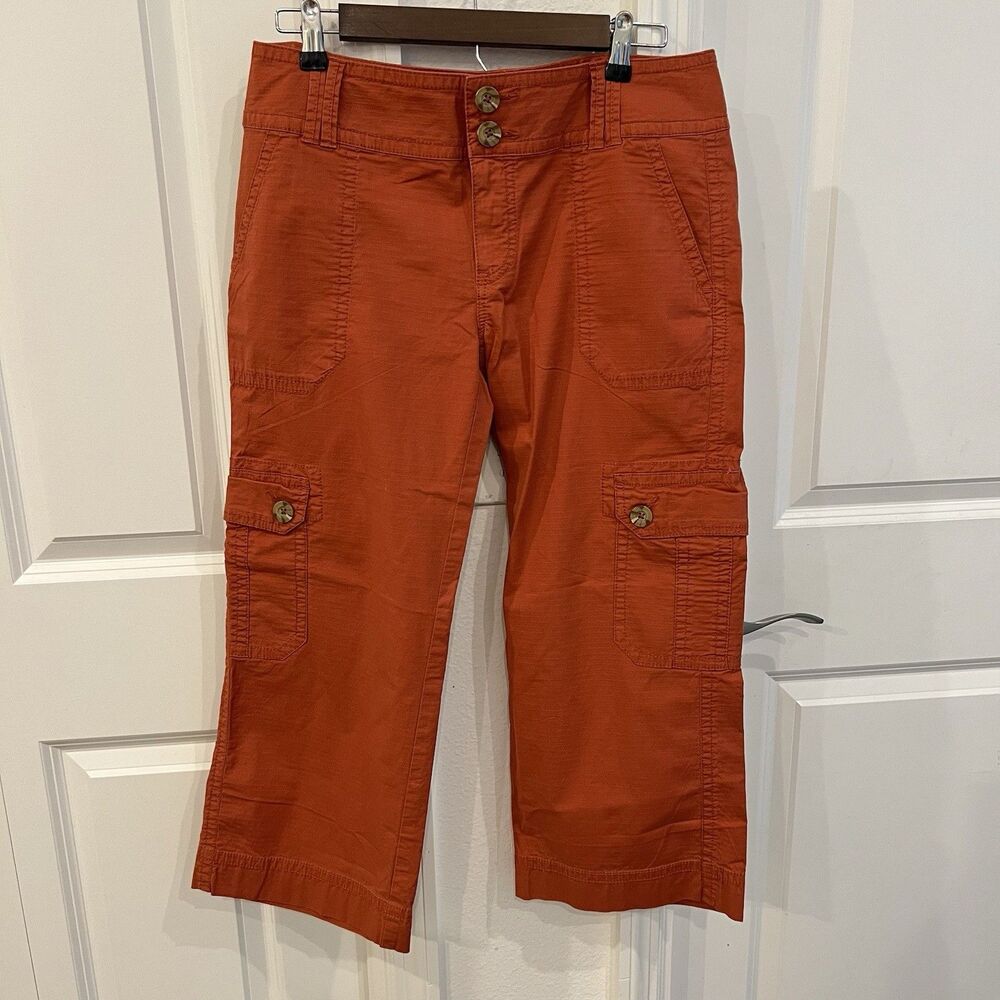 Cabi Rust Cargo Capri Cropped Pants Style 884 Size 10 Utility Casual Fall